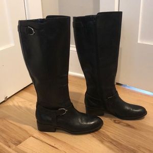Black tall riding boots